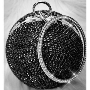 NWT Sparkling Bling Swarovski Crystal Rhinestone Round Ball Purse: Silve…